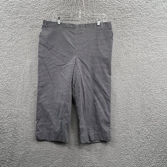 Alfred Dunner Women Pants 18 Black White Gingham High Rise Pull On Elastic Waist - Picture 1 of 10